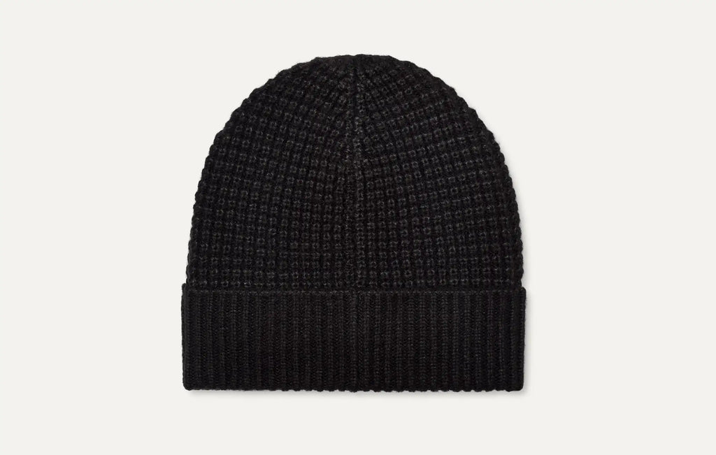 Men's Waffle Cuff Hat - BLACK