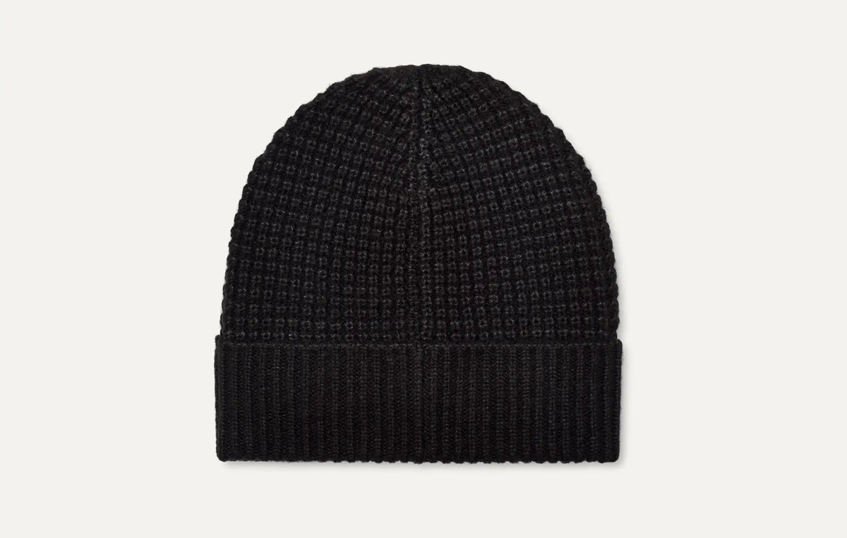 Men's Waffle Cuff Hat - BLACK