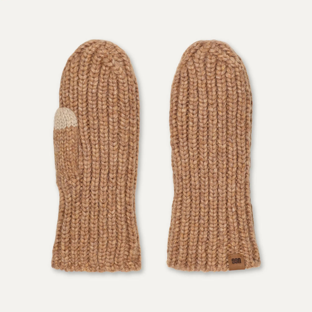 Women's Chunky Rib Mitten - CAMEL
