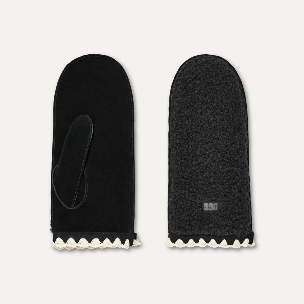 Women's UGGfluff Scalloped Mitten - BLACK