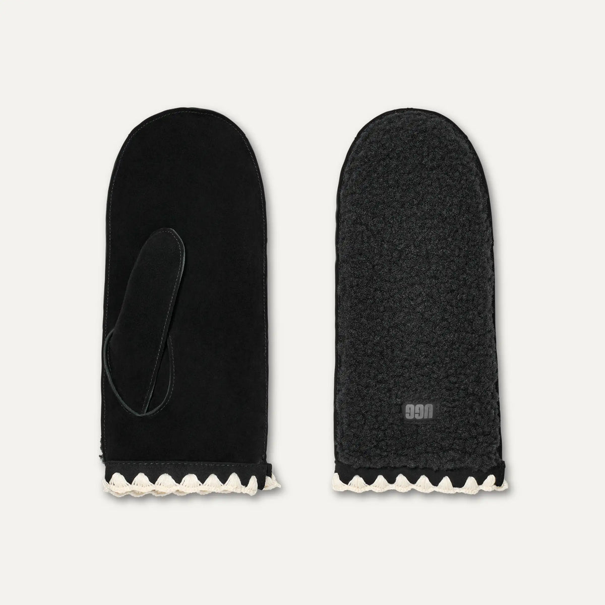 Women's UGGfluff Scalloped Mitten - BLACK