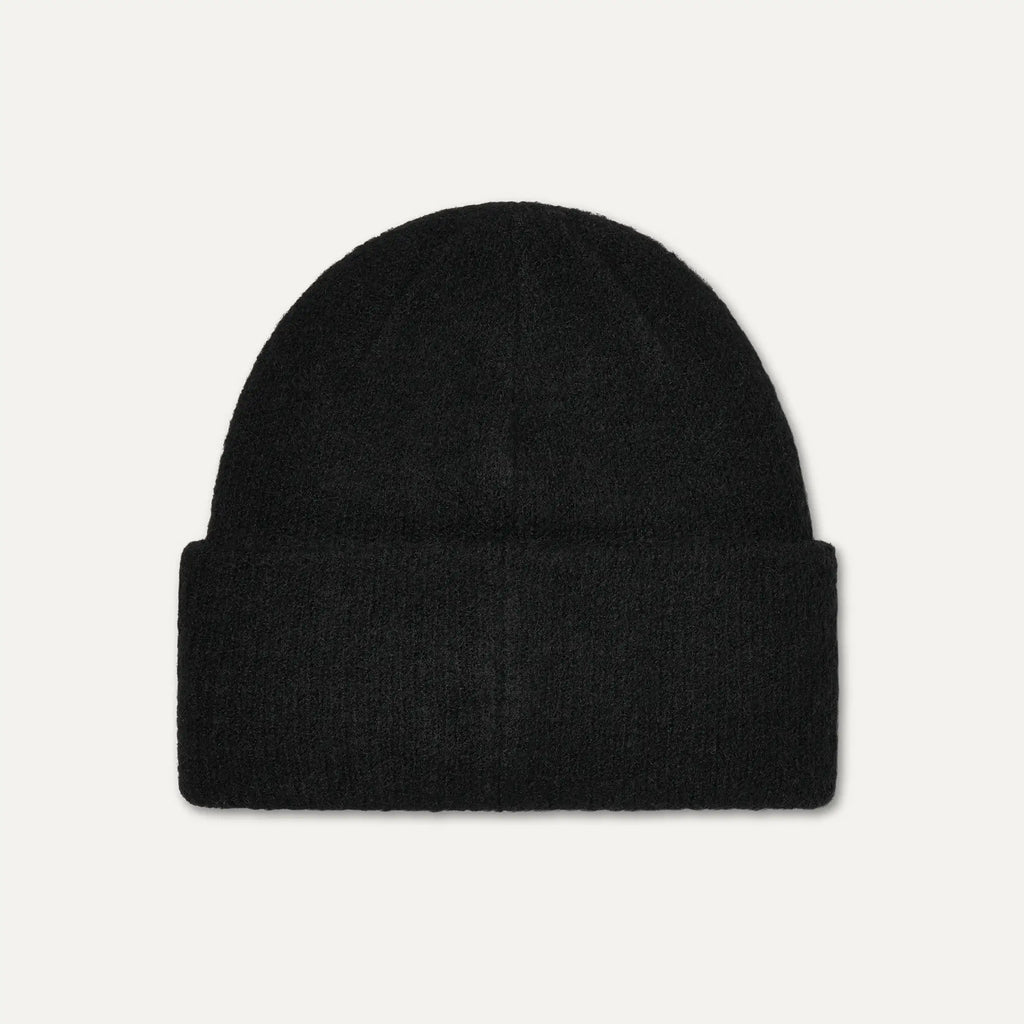 Women's Fuzzy UGG Logo Beanie - BLACK