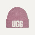 Women's Fuzzy UGG Logo Beanie - DUSTY ORCHID