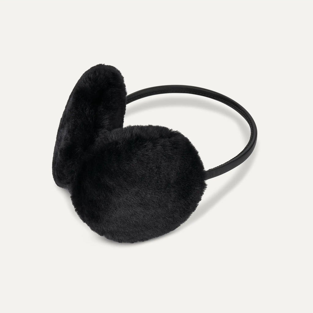 Women's Sheepskin Slim Band Earmuff - BLACK