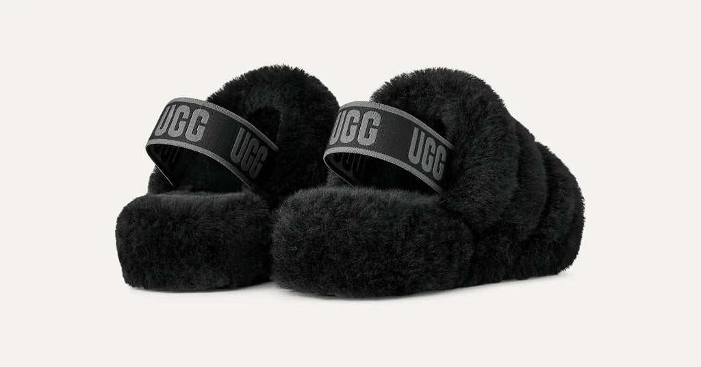 Women's Fluff Yeah Slide - BLACK / DARK SHADOW