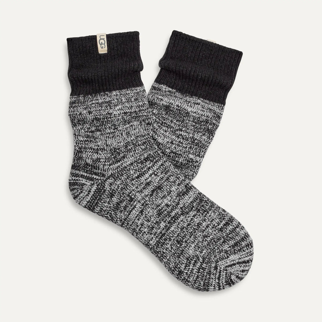 Women's Rib Knit Slouchy Quarter - BLACK
