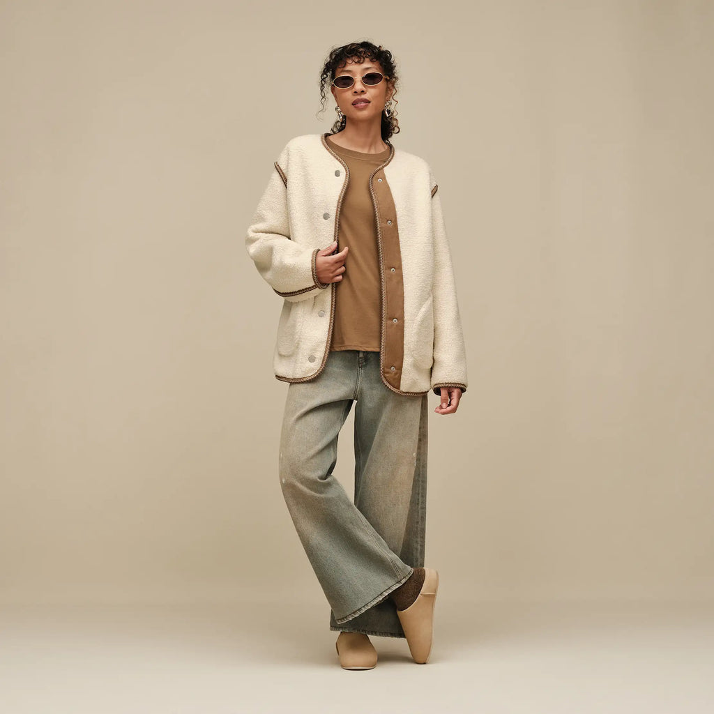 Women's Rib Knit Slouchy Quarter - COFFEE GROUNDS