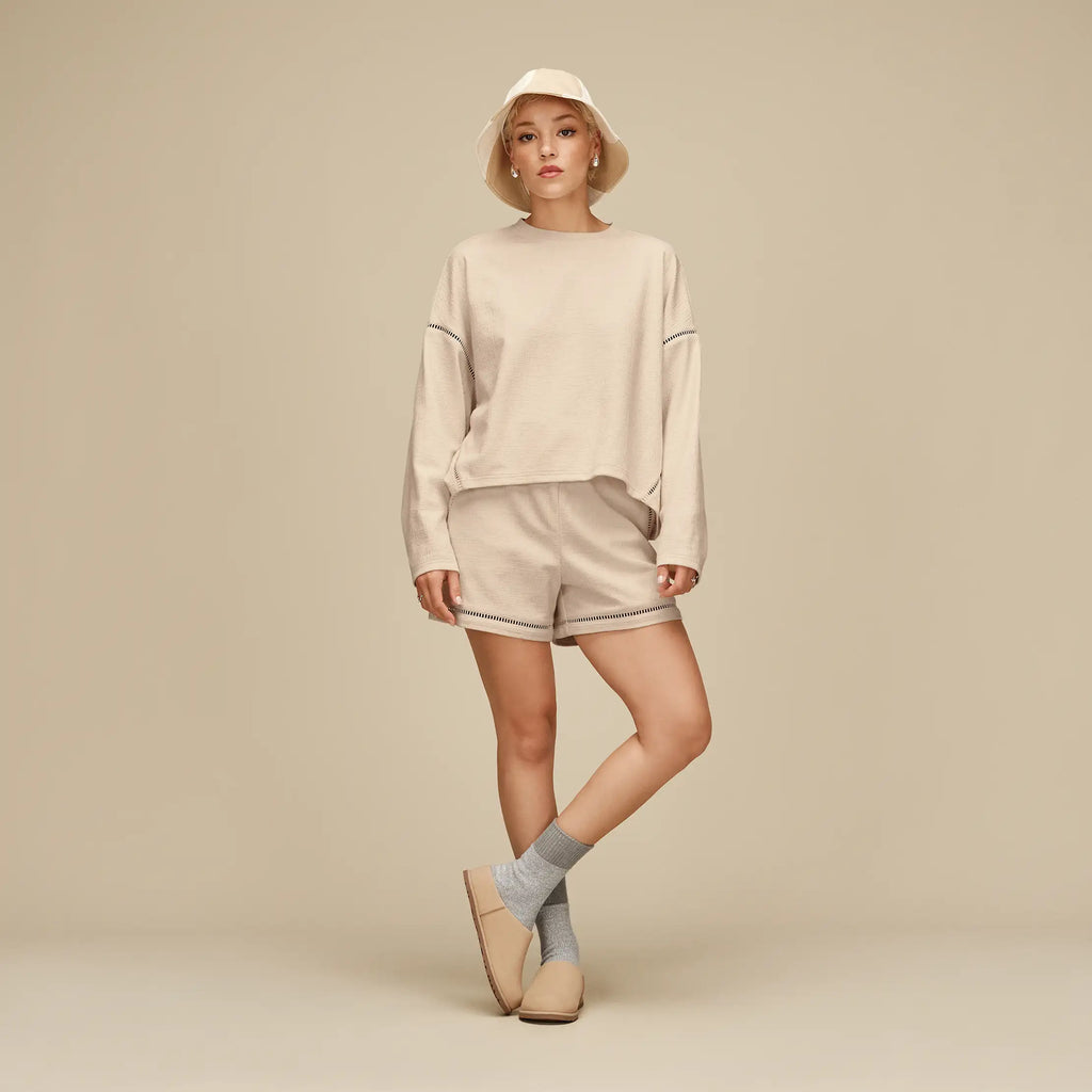 Women's Rib Knit Slouchy Quarter - SEAL