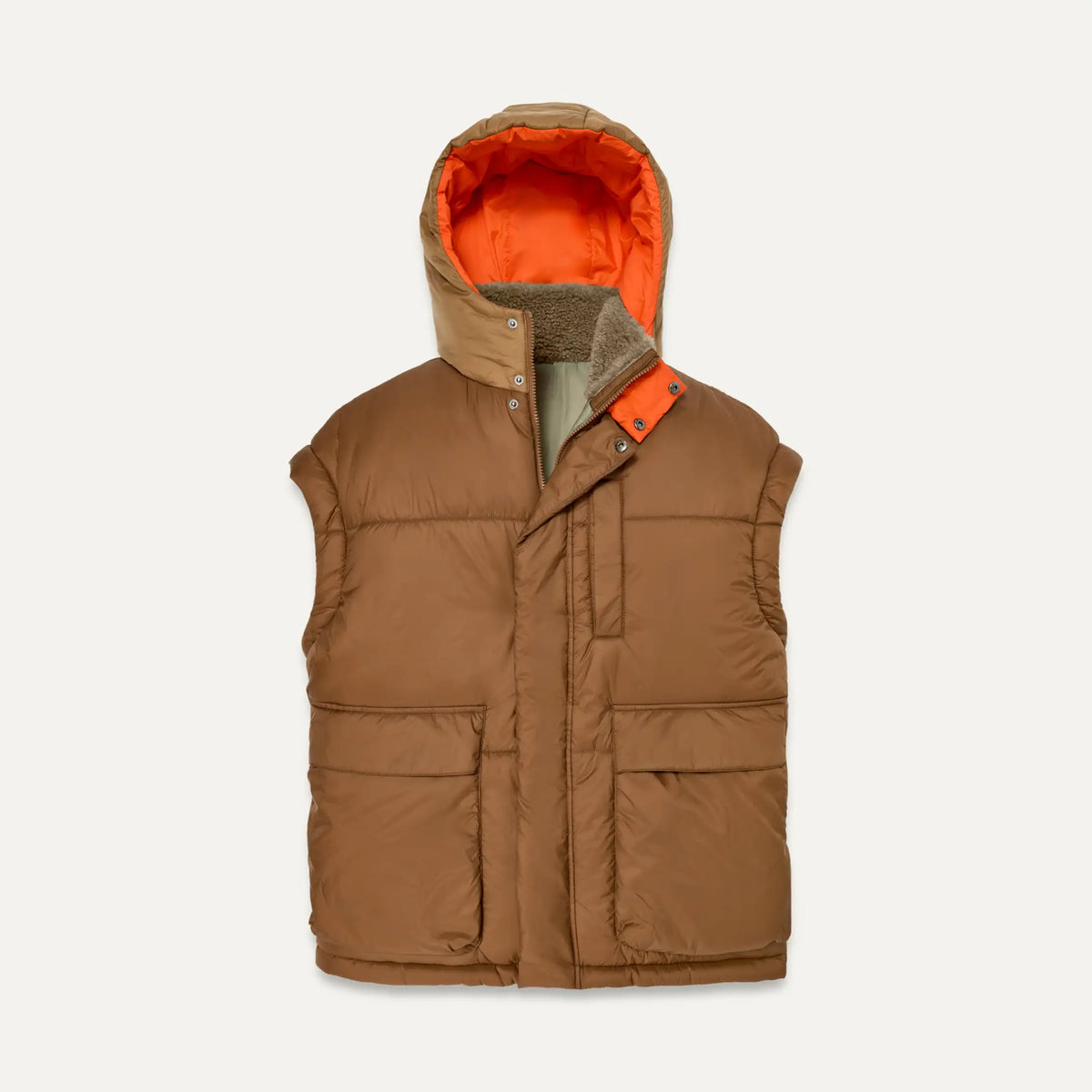 All Gender Kristian Conv Puffer Coat - PECAN / MOSS GREEN