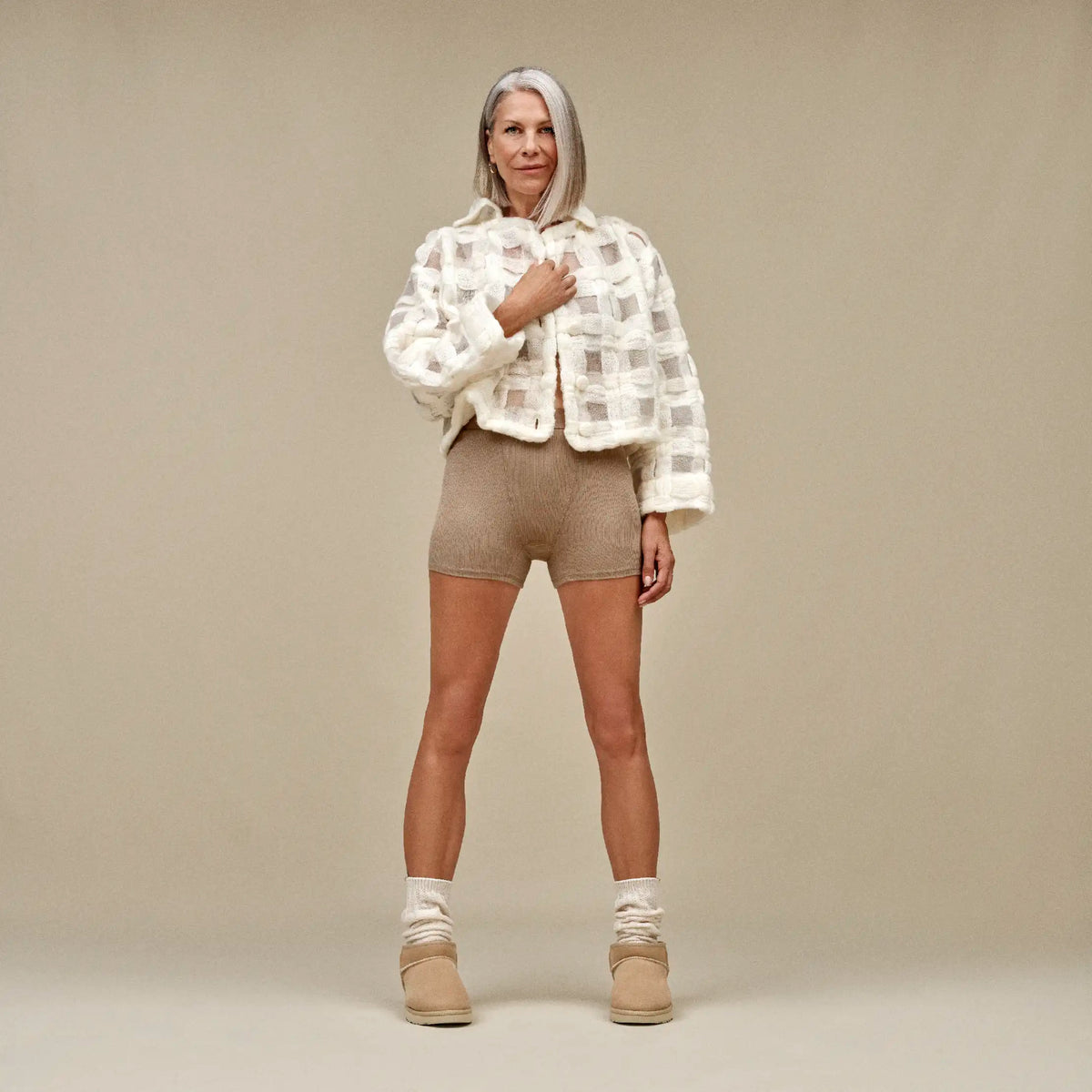 Women's Alexiah Boy Short Rib - SILVER TAUPE