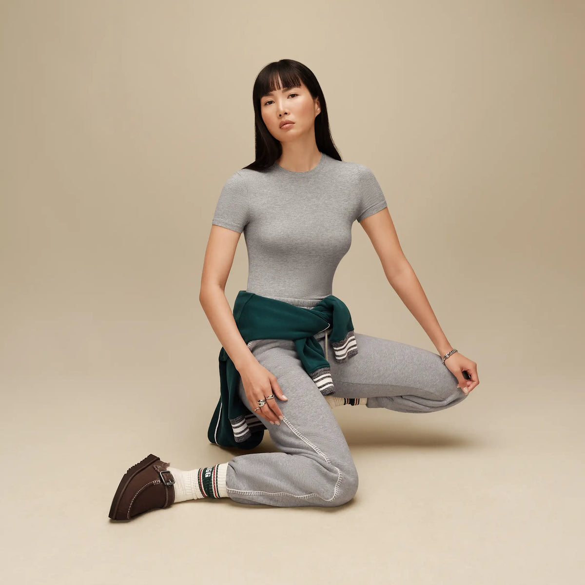 Women's Miriam Baby Tee Rib - GREY HEATHER