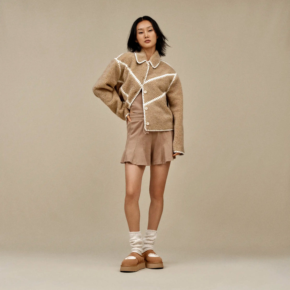 Ellison UGGfluff Shell Jacket - SAND HEATHER