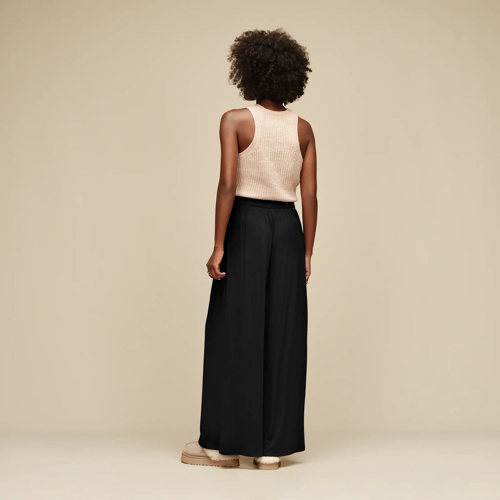 Women's Imogen Wide Leg Pant Rib - BLACK