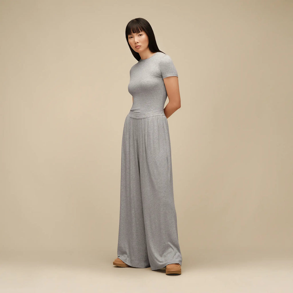 Women's Imogen Wide Leg Pant Rib - GREY HEATHER