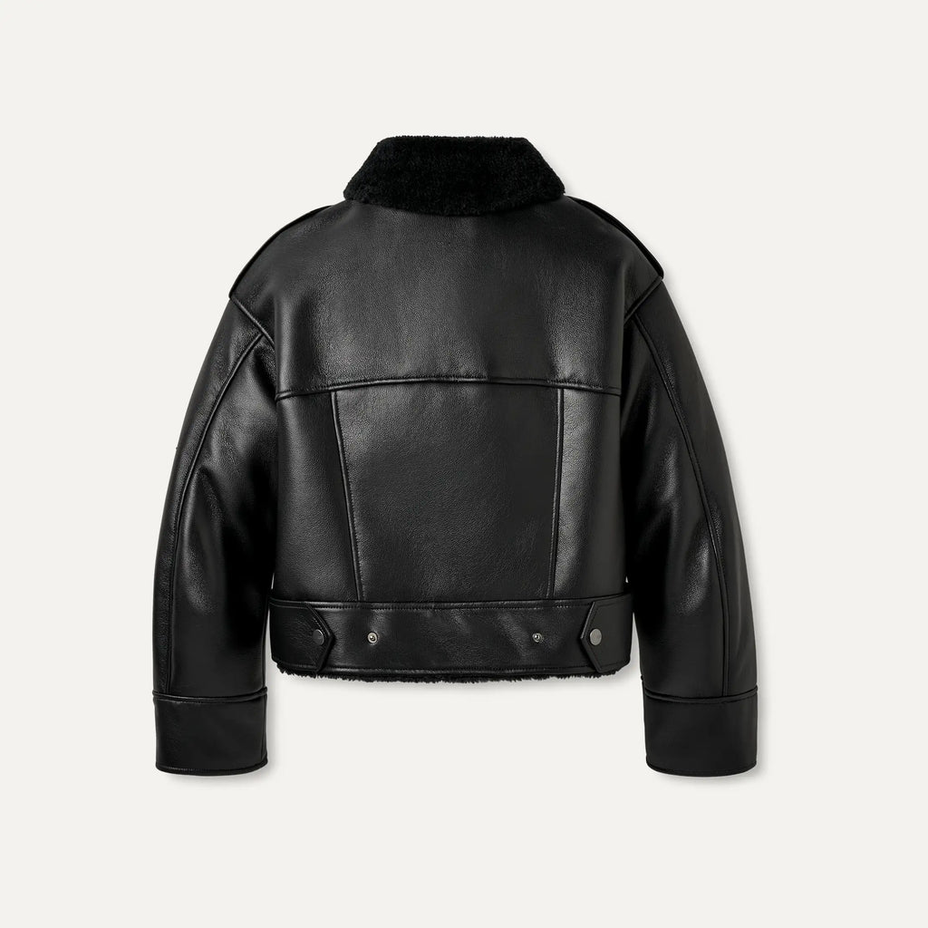 Women's Finnian LuxeFluff Moto Jacket - BLACK