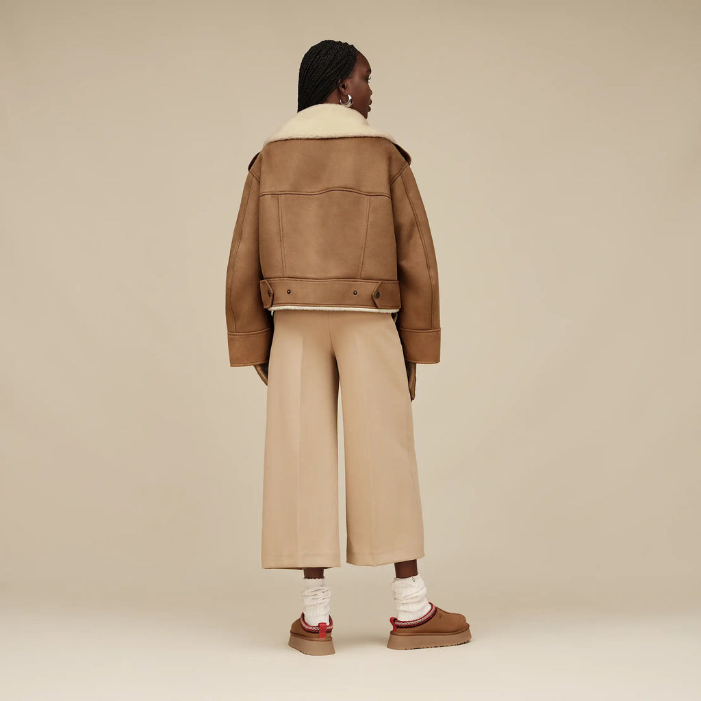 Women's Finnian LuxeFluff Moto Jacket - CHESTNUT