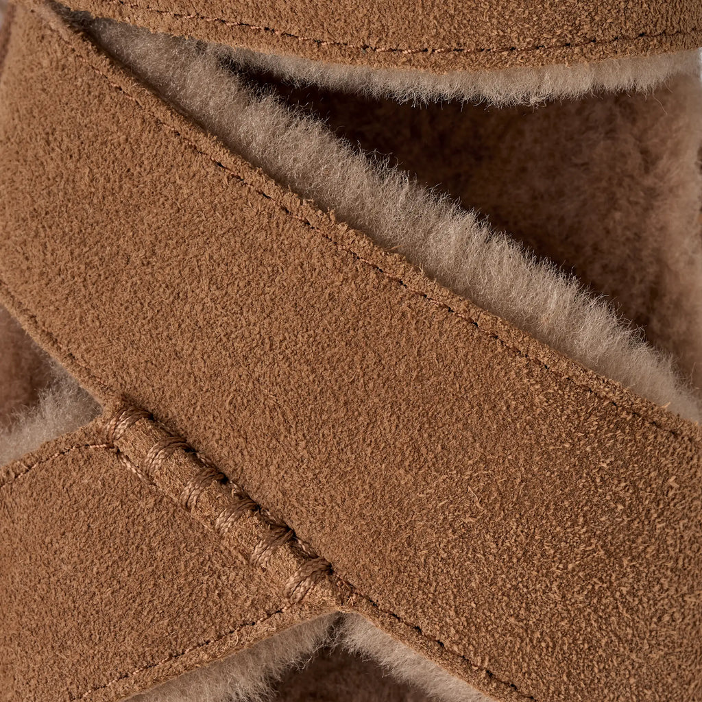 Women's Greenport Cross Strap Slide - CHESTNUT
