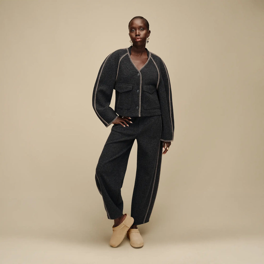 Women's Rina Button-Up Top - BLACK HEATHER