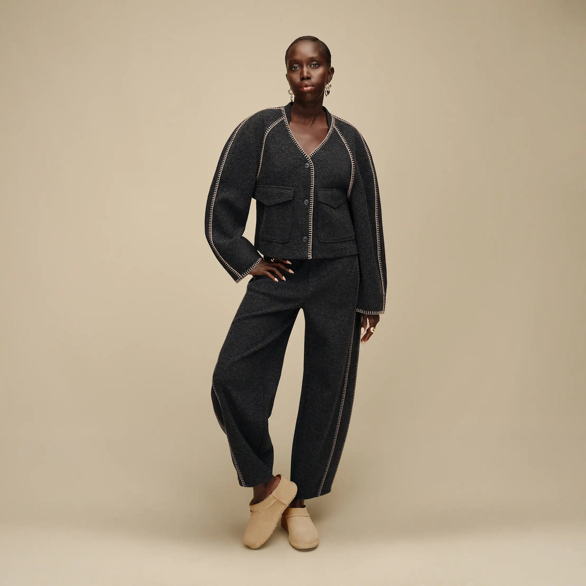 Women's Rina Button-Up Top - BLACK HEATHER