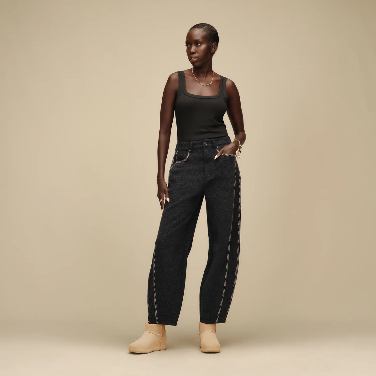 Women's Rina Barrel Pant - BLACK HEATHER