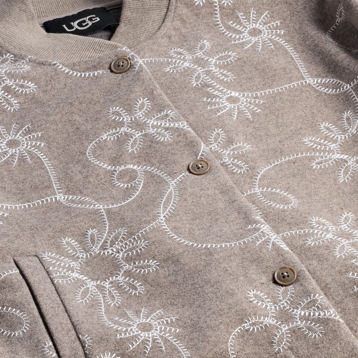 Women's Botanic Embroidered Jacket - OYSTER HEATHER