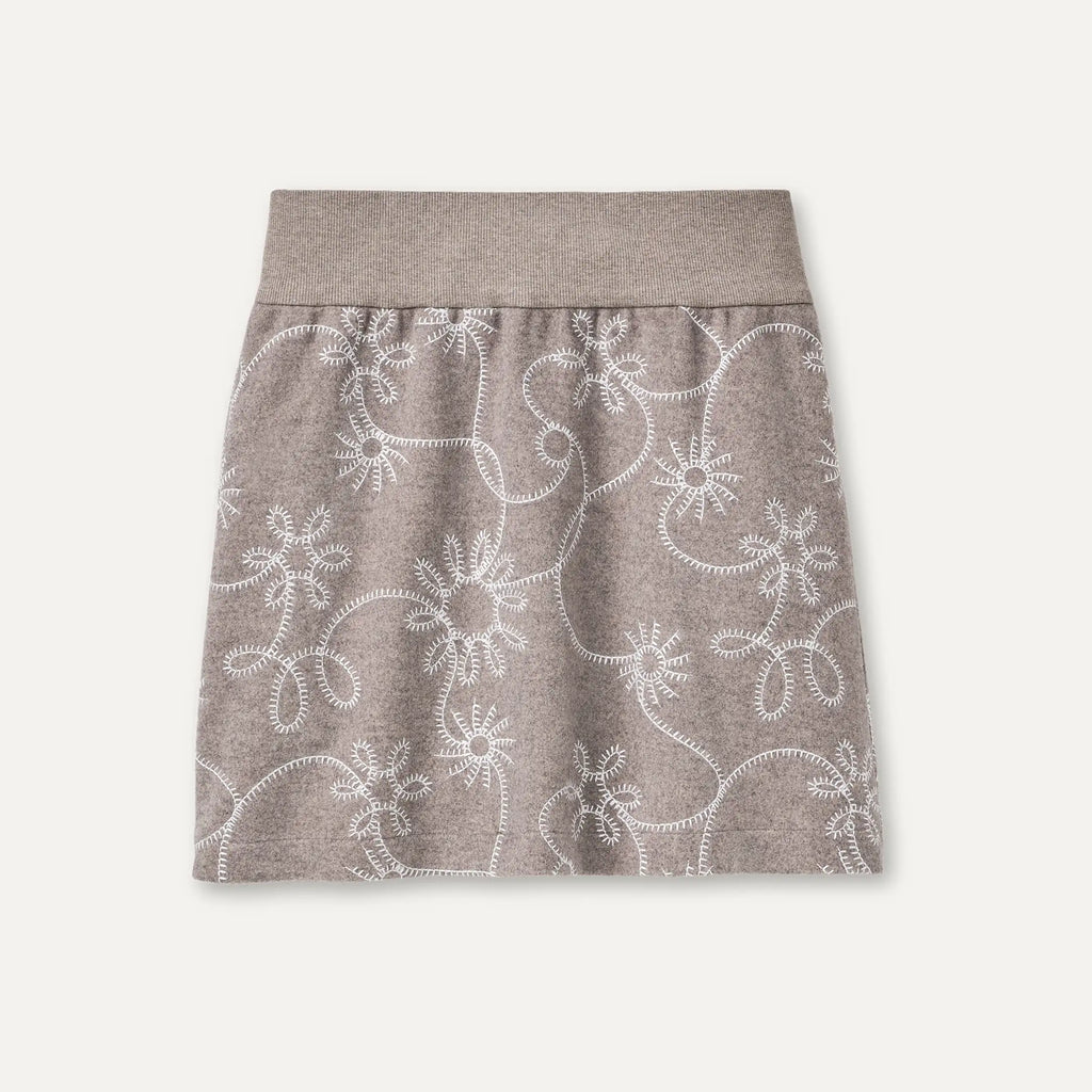 Women's Botanic Embroidered Skirt - OYSTER HEATHER
