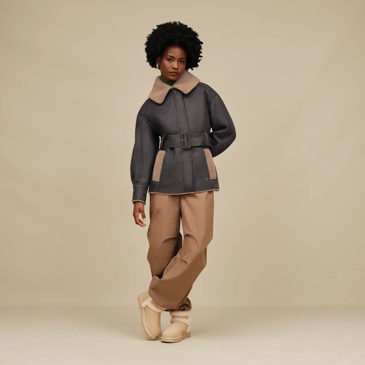 Women's Ensily Belted Jacket - OBSIDIAN
