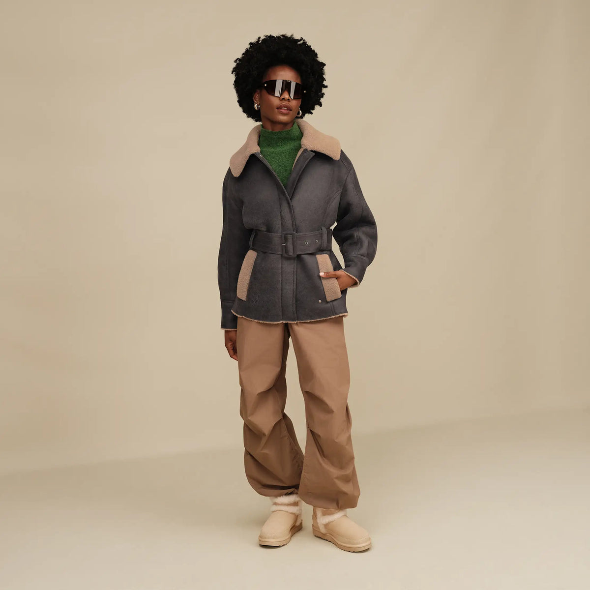 Women's Ensily Belted Jacket - OBSIDIAN