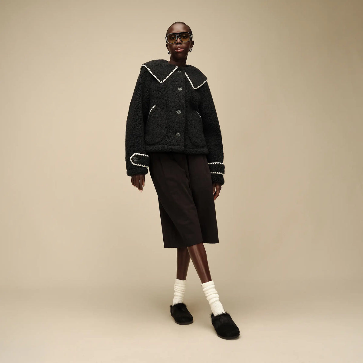 Women's Nikia Collared Jacket - BLACK