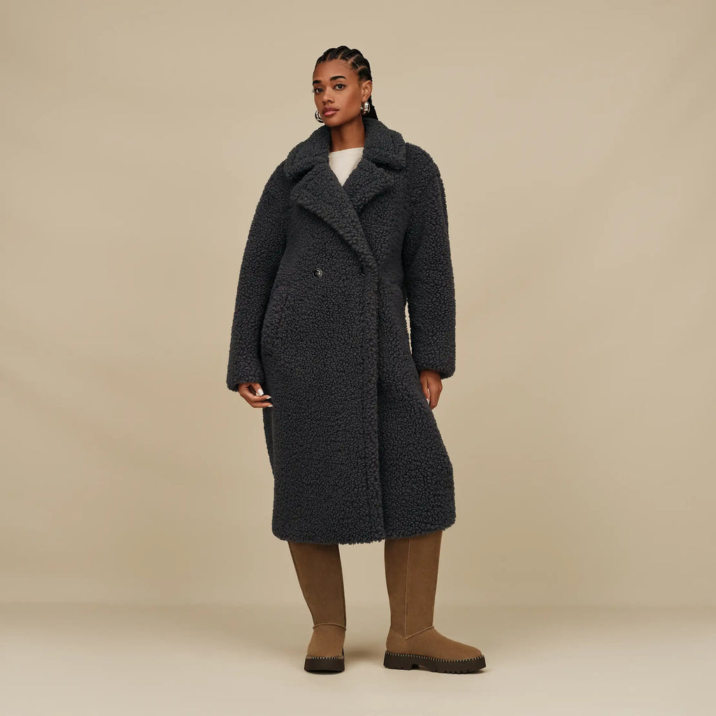 Women's Gertrude Long Teddy Coat II - INK