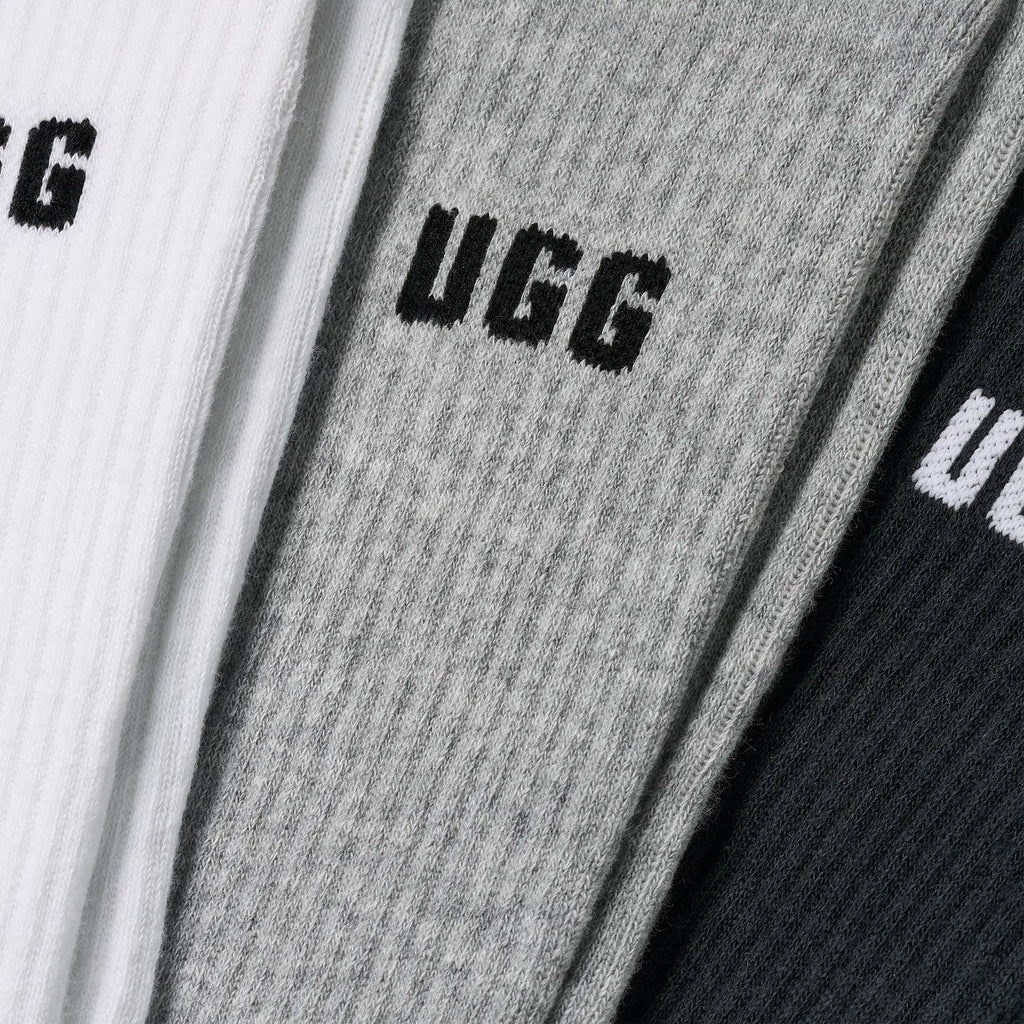 Men's Leander Logo Crew 3 Pack - WHITE / GREY / BLACK