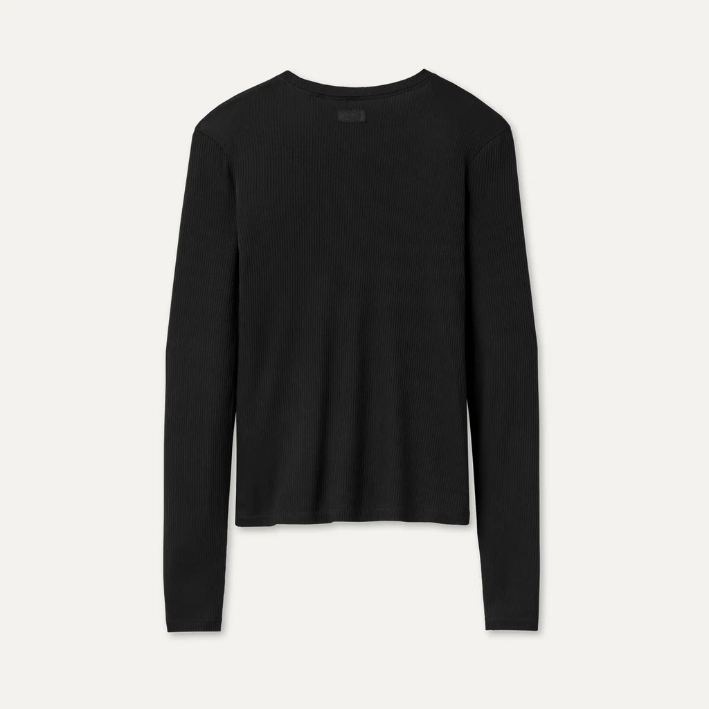 Women's Aidelene Long Sleeve Rib Tee - BLACK