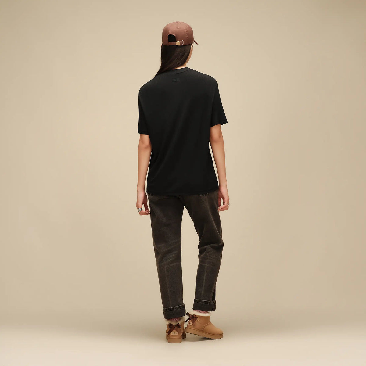 Women's Amarys Relaxed Rib Tee - BLACK