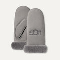 Women's Sheepskin Embroider Mitten - ANCHOR GREY