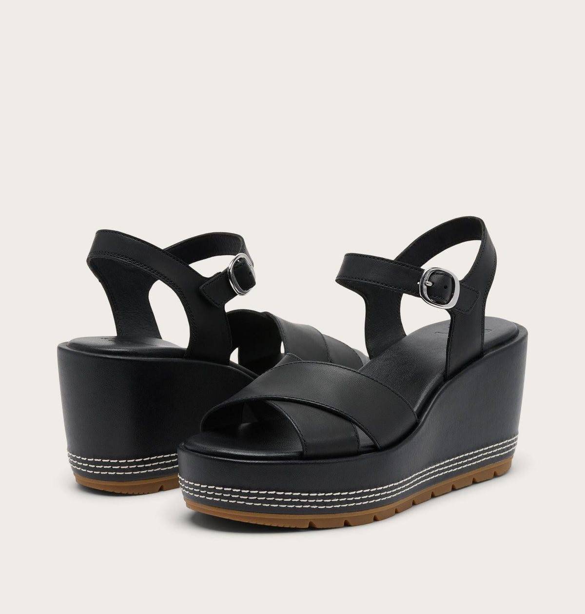 Sunpeak™ Wedge Ankle Strap Women's Sandal - Black, Gum 2