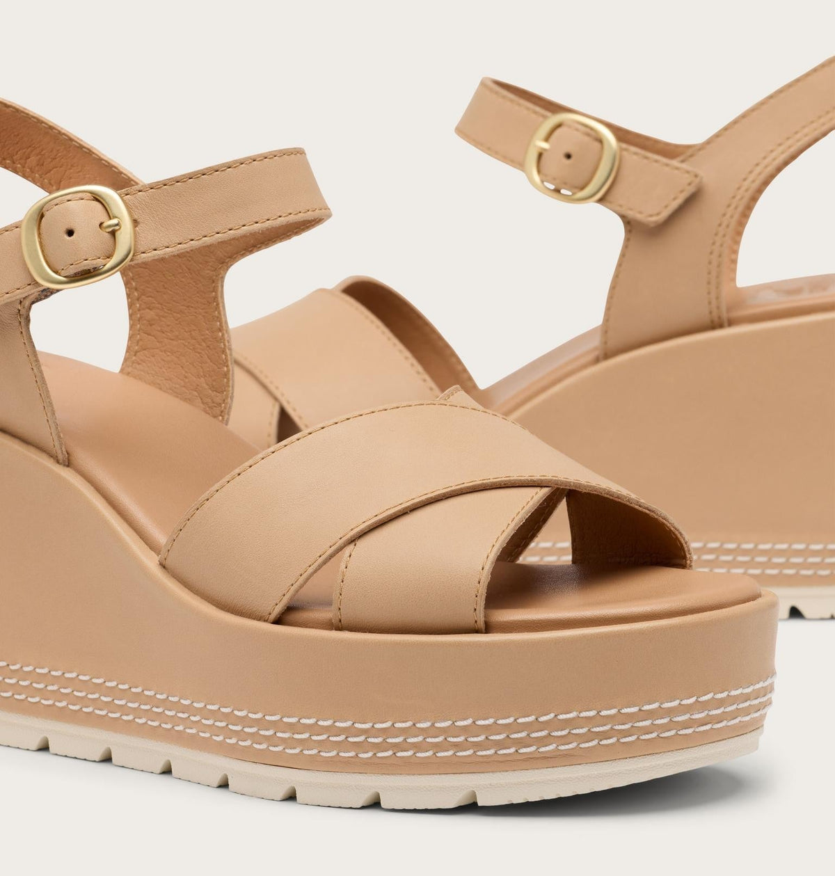 Sunpeak™ Wedge Ankle Strap Women's Sandal - Honest Beige, Chalk