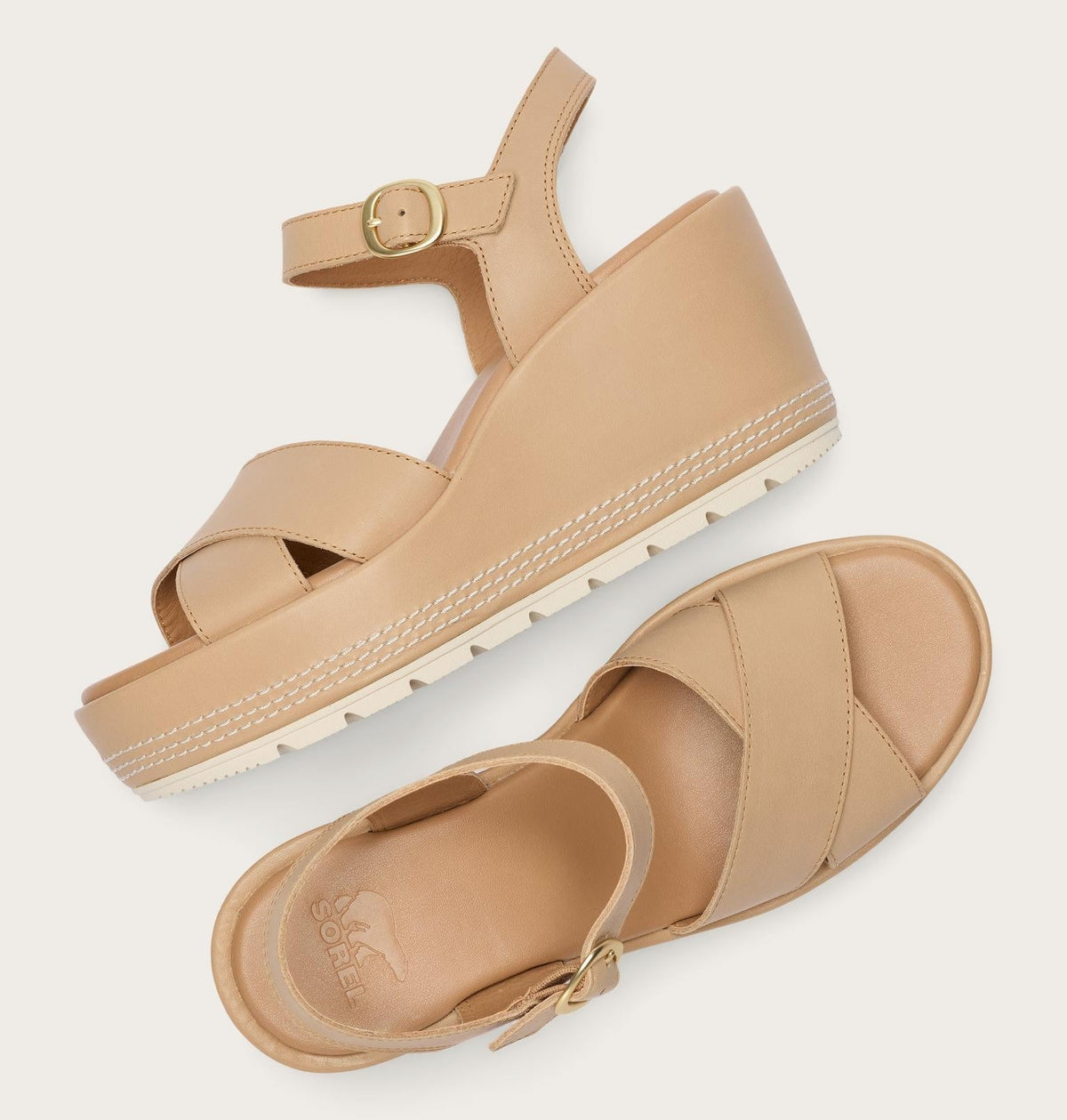 Sunpeak™ Wedge Ankle Strap Women's Sandal - Honest Beige, Chalk