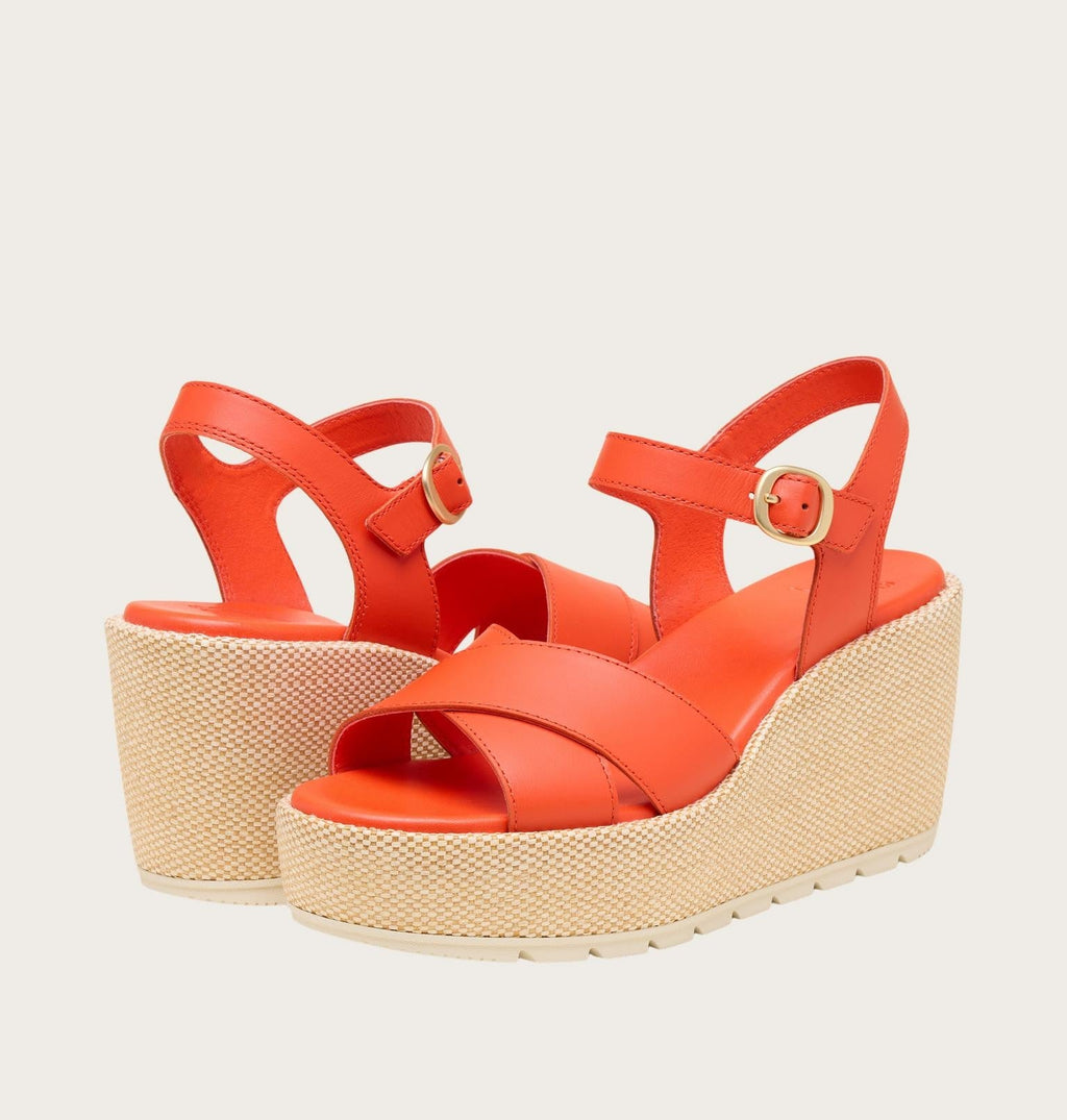 Sunpeak™ Wedge Ankle Strap Women's Sandal - Crimson Fire, Chalk