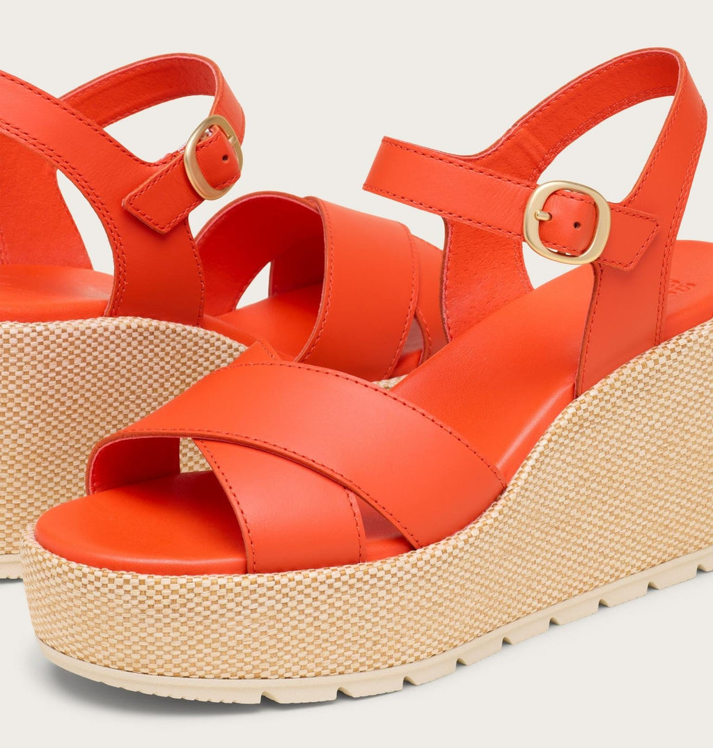 Sunpeak™ Wedge Ankle Strap Women's Sandal - Crimson Fire, Chalk