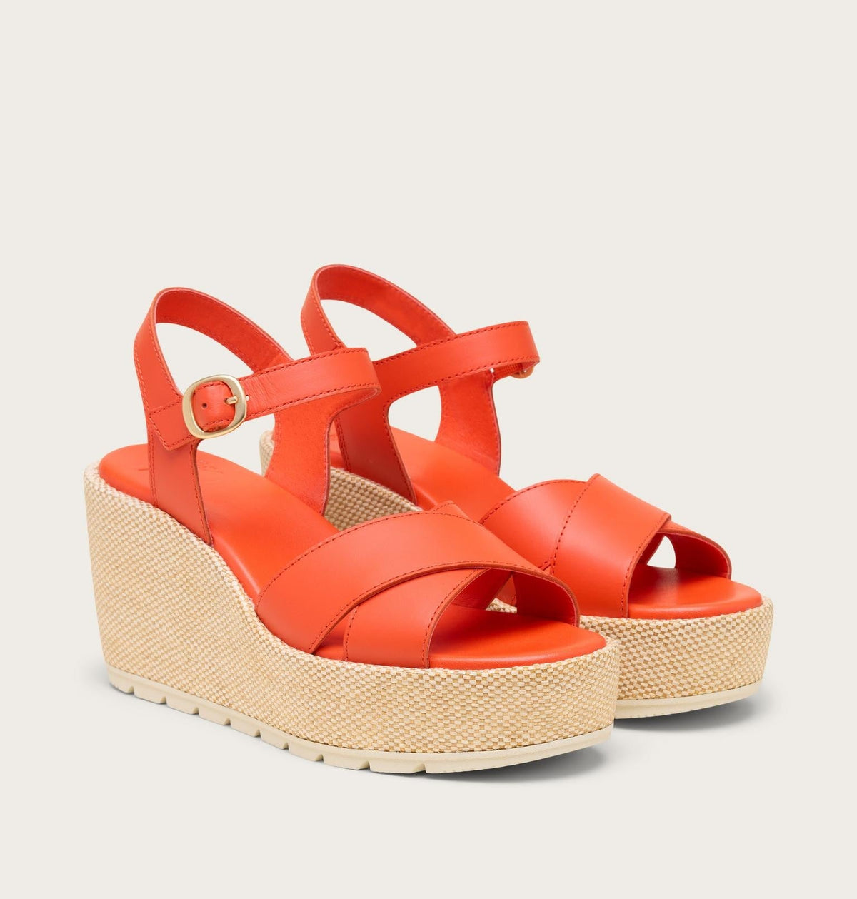 Sunpeak™ Wedge Ankle Strap Women's Sandal - Crimson Fire, Chalk