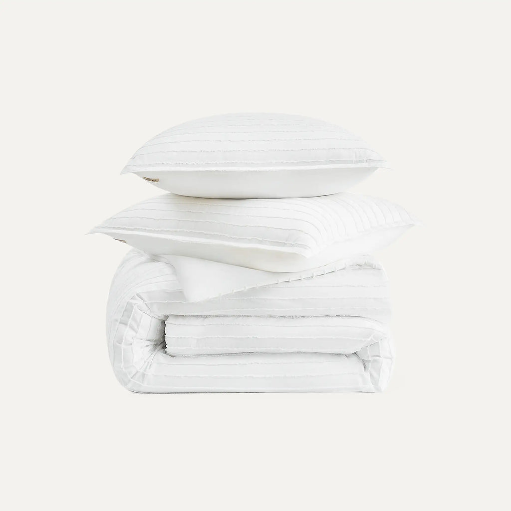 Home Devon Comforter Set Full/Queen - BRIGHT WHITE TEXTURE STRIPE