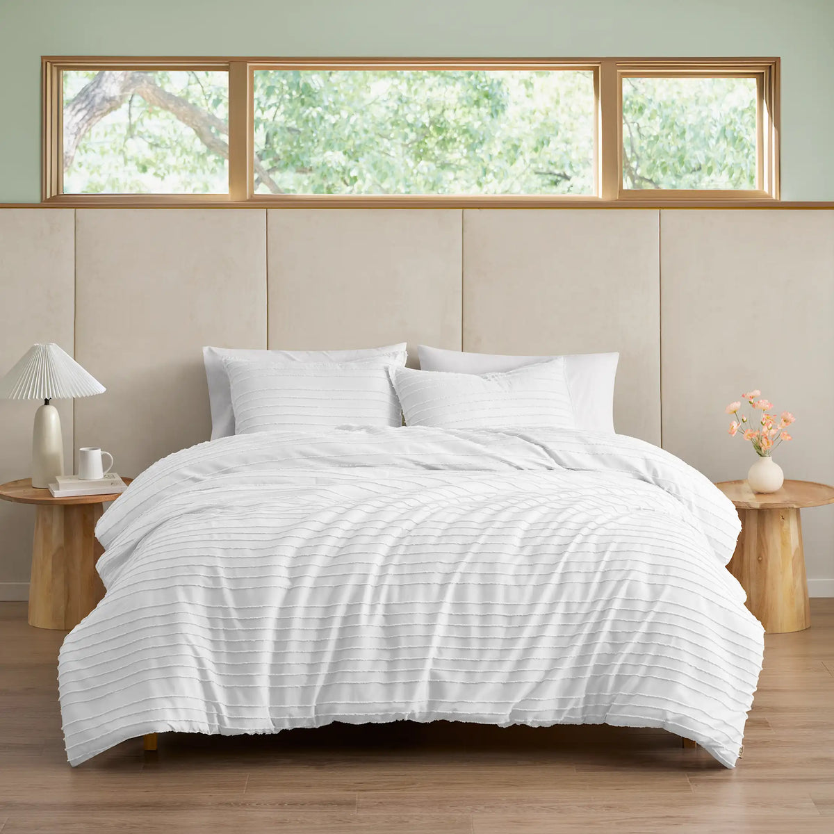 Home Devon Comforter Set Full/Queen - BRIGHT WHITE TEXTURE STRIPE