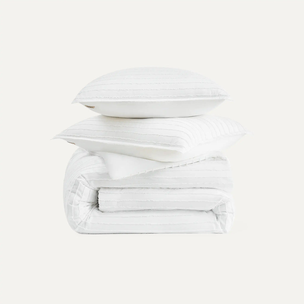 Home Devon Comforter Set King - BRIGHT WHITE TEXTURE STRIPE