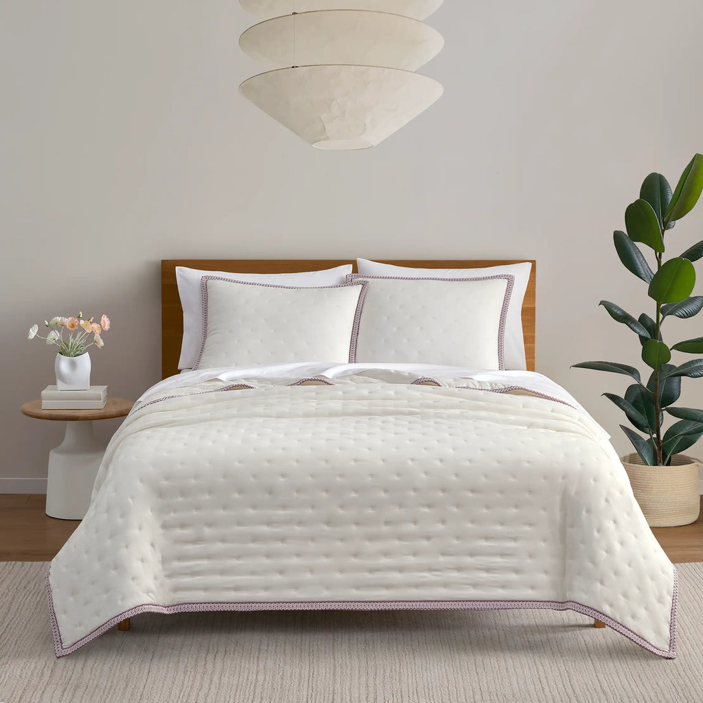 Home Devon UGGbraid Quilt Set F/Q - SNOW / DUSTY ORCHID