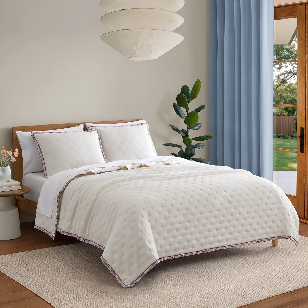 Home Devon UGGbraid Quilt Set F/Q - SNOW / DUSTY ORCHID