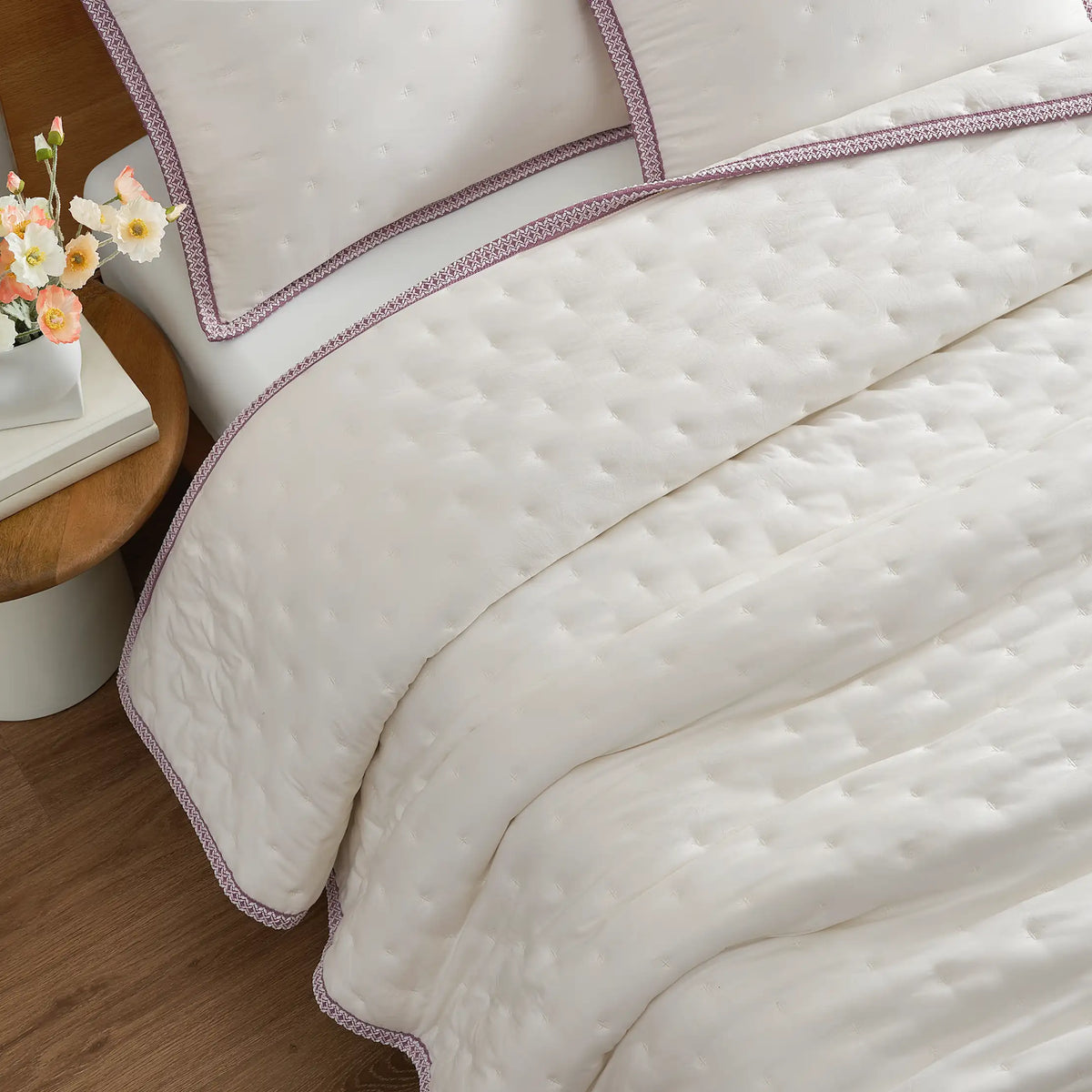 Home Devon UGGbraid Quilt Set F/Q - SNOW / DUSTY ORCHID