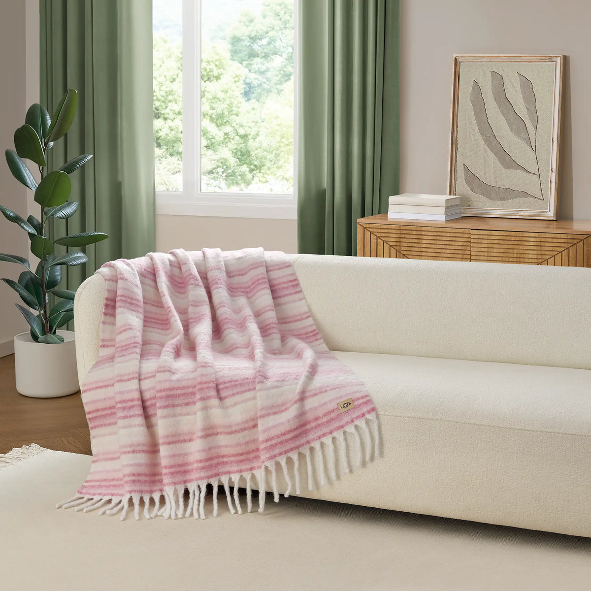 Home Joana Throw 50"x70" - CRÈME / DUSTY ORCHID