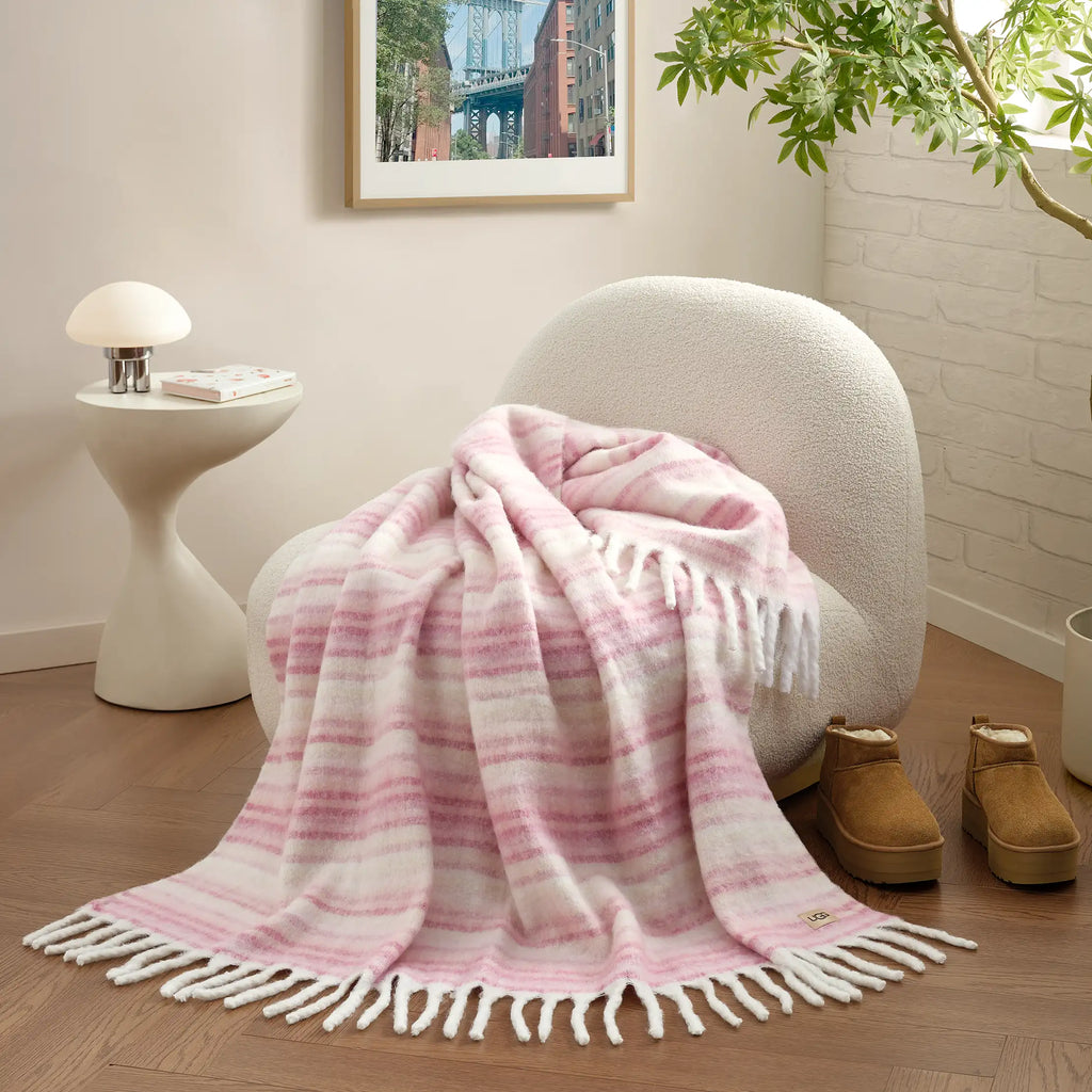 Home Joana Throw 50"x70" - CRÈME / DUSTY ORCHID