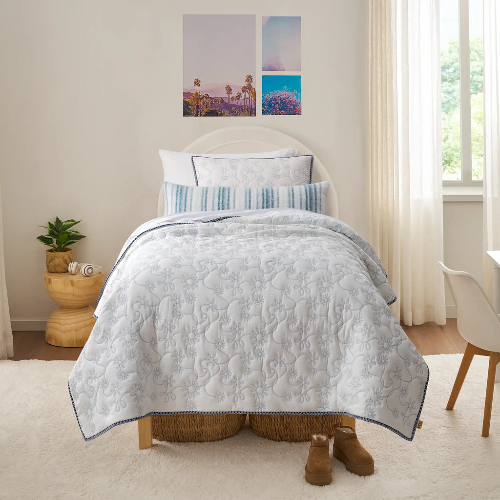 Home Botanic Quilt Set T/TXL - SNOW / LILAC HINT
