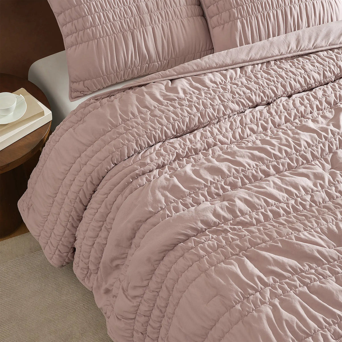 Home Devon Tide Quilt Set F/Q - ROSEWOOD